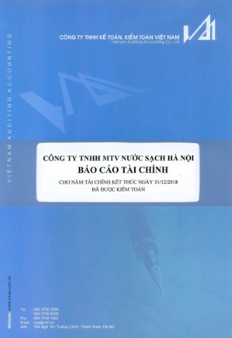 Báo cáo tài chính Công ty TNHH MTV Nước sạch Hà Nội cho năm tài chính kết thúc ngày 31/12/2018 (đã được kiểm toán)